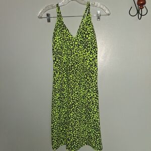 Neon Green & Black Polka Dot Cross Strap Dress